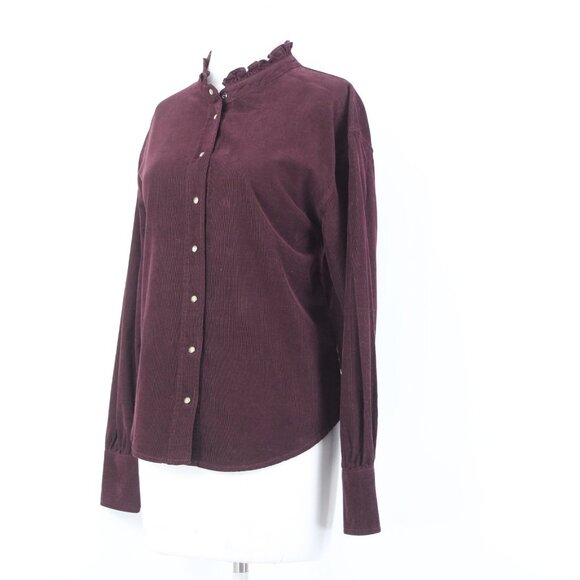 Dear John Top Sz S Purple Collared Button Down Corduroy 100% Cotton Top - Picture 4 of 13